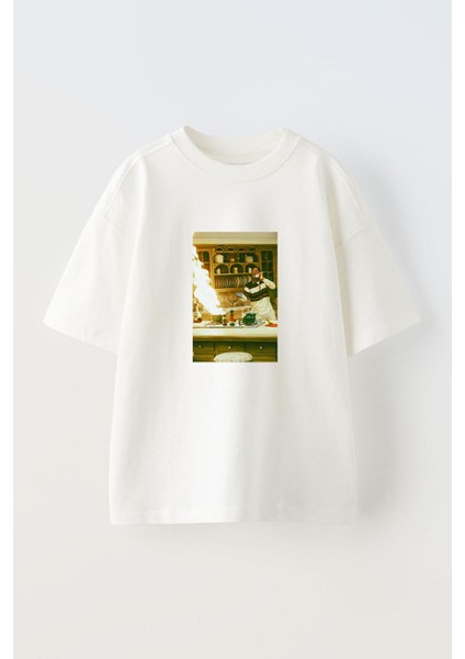 Will Smith Chef Ön Baskılı Pamuk Beyaz Oversize T Shirt