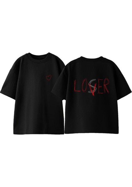 Karma Tasarım Sırt Baskılı Pamuk Beyaz Oversize T Shirt