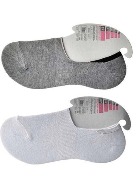 Gri ve Beyaz Kadın Babet Çorap 15 Çift modelleri