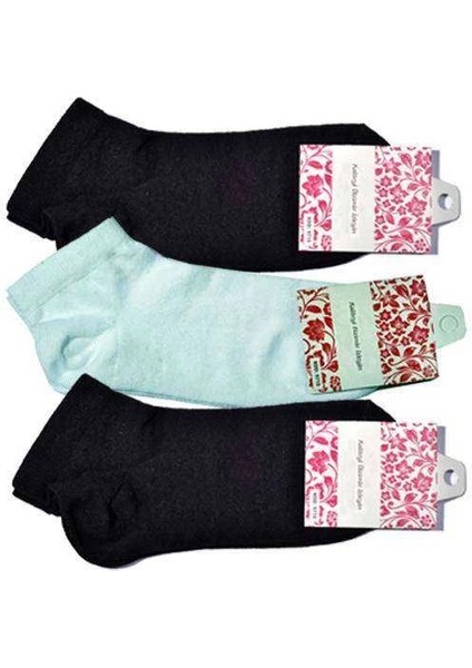 Siyah ve Beyaz Kadın Bilek Çorap 3 Çift