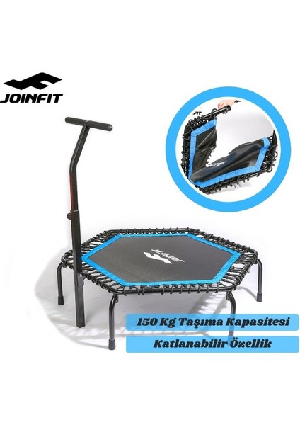 Joınfıt Katlanabilir Tutunmalı Fitness Trambolin Mavi - 150 kg Taşıma Kapasiteli