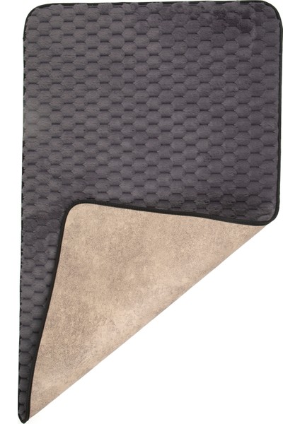 Premium Deri Taban, Petek Dokulu Yumuşak, Post Banyo Paspası 2'li 100X60 - 60X50 cm - Antrasit modelleri