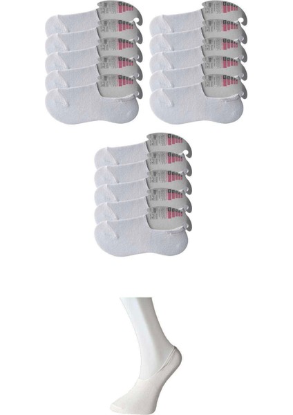 Beyaz Kadın Babet Çorap 15 Çift