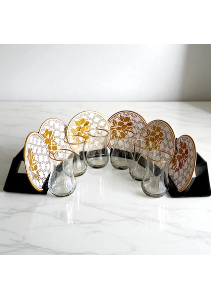 Altın Detaylı Lüks 6 Kişilik Çay Seti | Elegance Koleksiyonu modelleri