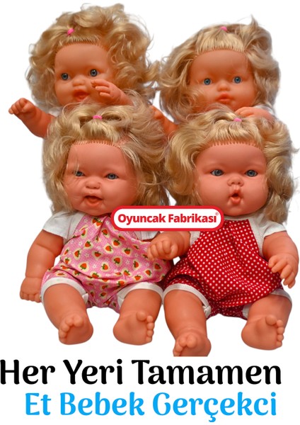 Oyuncak Gerçekçi Et Bebek Her Yeri Tamamen Et Vinil Gövdeli 35 cm Sarı Saçlı