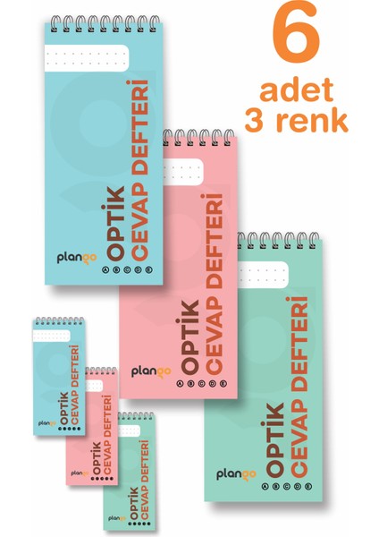 Optik Cevap Defteri Karma (6 Adet - 300 Sayfa) Sınava Hazırlık Optik Form Defteri - Plango