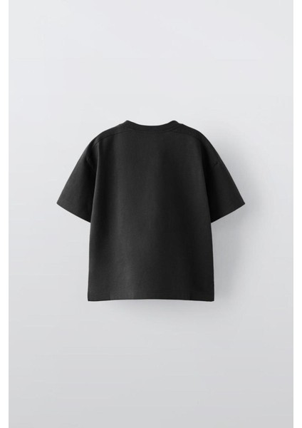 Elevatıng Dreams Wıth Graffıtı Ön Baskılı Pamuk Siyah Oversize T Shirt modelleri