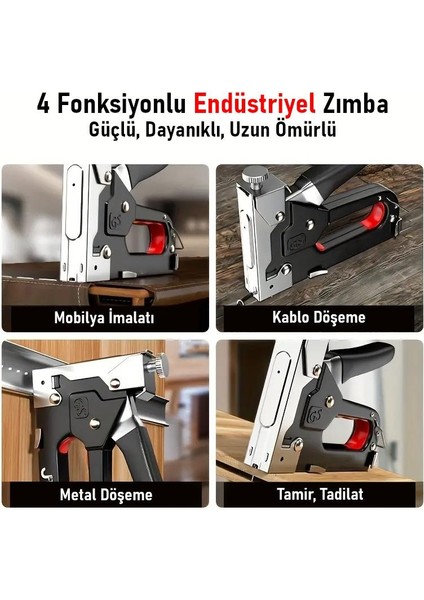 Profesyonel Zımba Tabancası + 4000 Adet Zımba Teli Hediye – Ahşap, Kumaş ve Duvar Için Güçlü Tabanca fiyatları