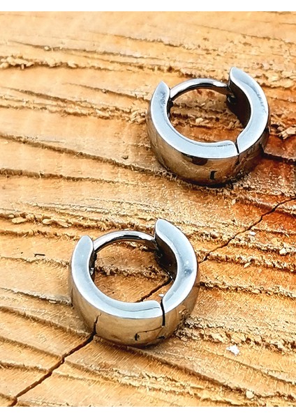 316 L Çelik Gümüş Renk Unısex Küpe Çap 1 cm