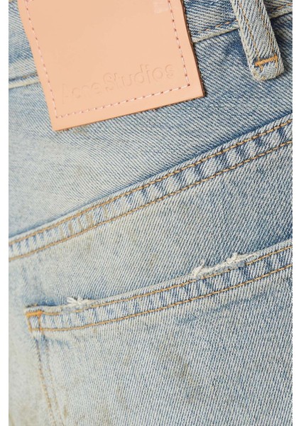 Açık Mavi Denim Etek - Distressed Detaylı, 60% Pamuk 40% Lyocell, Rahat ve Şık fırsatları