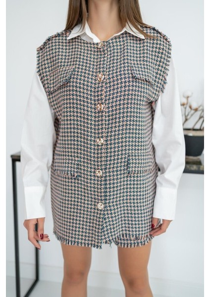 Mavi Kazayağı Desenli Yelek Ve Şort Takım modelleri