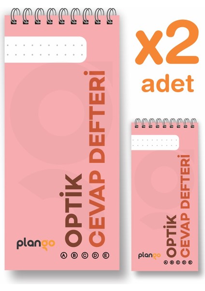 Optik Cevap Defteri Pudra (2 Adet - 100 Sayfa) Sınava Hazırlık Optik Form Defteri - Plango