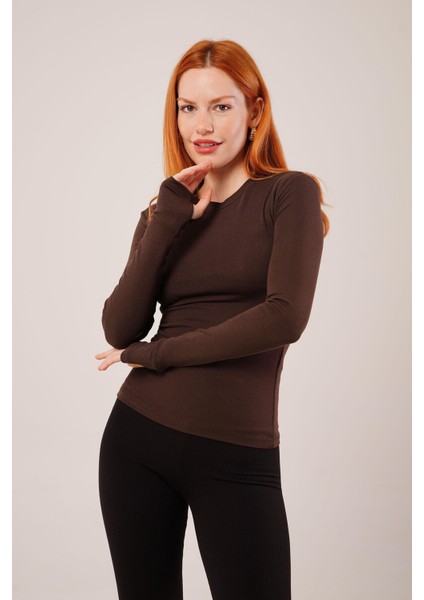 Uzun Kollu Basic Kahverengi Bluz fırsatları