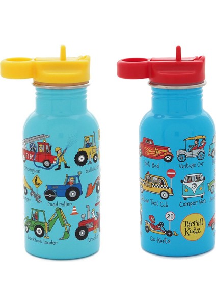 2'li 400ML Pipetli Paslanmaz Çelik Matara Wheels-Cars