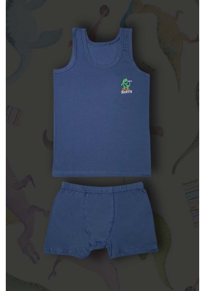 3'lü Erkek Çocuk Dinazor Baskılı Pamuklu Çamaşır Takımı fırsatları
