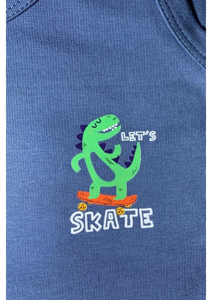 3'lü Erkek Çocuk Dinazor Baskılı Pamuklu Çamaşır Takımı