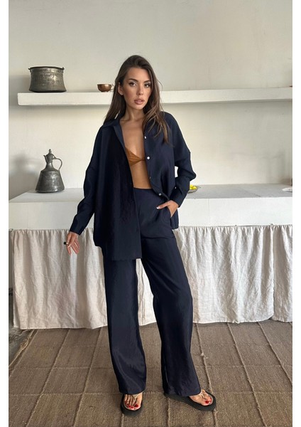 GÖMLEK-PANTOLON TAKIM CUPRA KUMAŞ - Lacivert