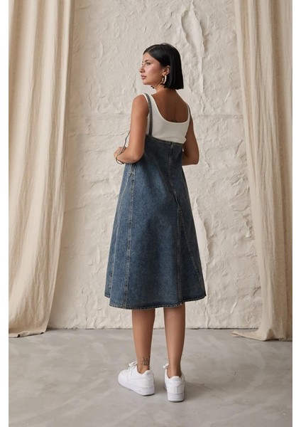 Mavi Askı Aparatlı Kot Elbise fırsatları