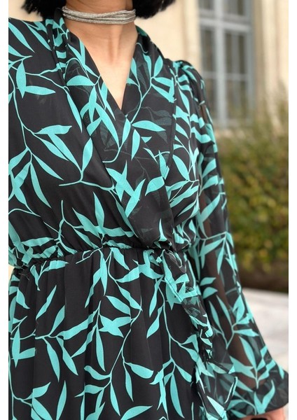 Desenli Desenli Fırfırlı Elbise modelleri