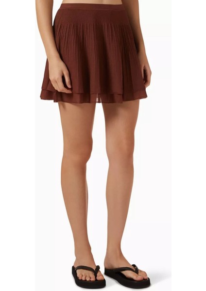 Viskon Karışımlı Mini Etek, Katlı ve Yarı Şeffaf