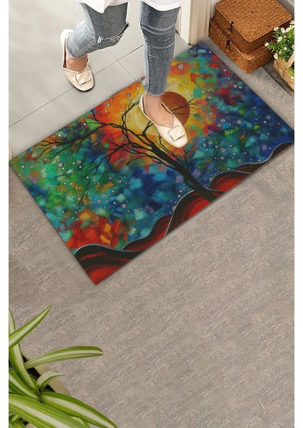 Masalsı Güneş Işıltılı Renklerin Dansı Welcome Hoş Geldiniz Kapı Önü Paspası 45X70CM