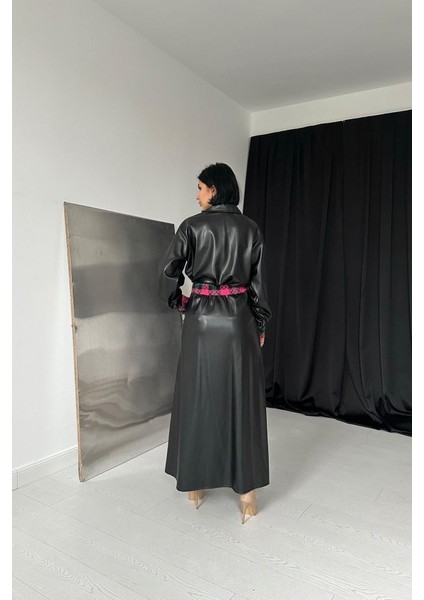 Siyah Garnili Etekli Deri Takım fırsatları