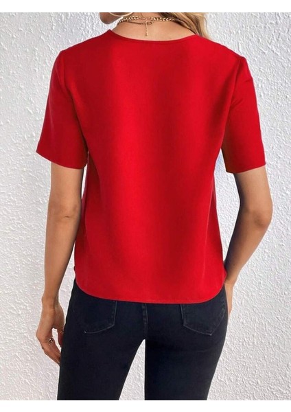 Kadın Kısa Kollu V Yakalı Ithal Krep Elbise fırsatları