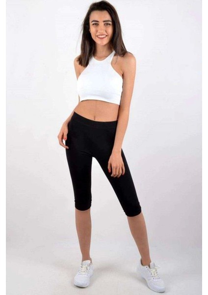 Kota Kadın Kapri Sporcu Likralı Düz Tayt Siyah 4005 modelleri
