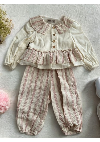 Wondress Kız Bebek&çocuk Çiçekli Çizgili Özel Gün Takım - Pembe fiyatları