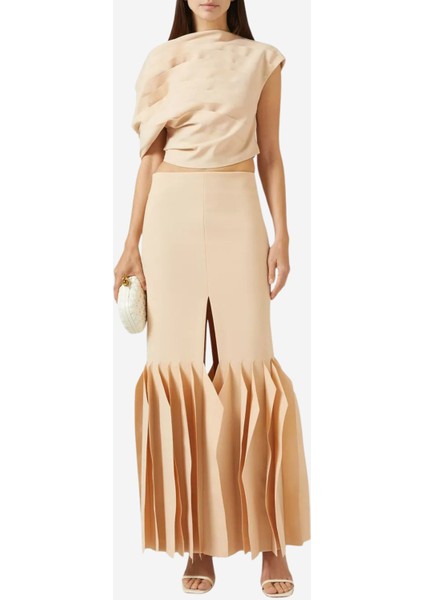 Slit Panel-Hem Maxi Kadın Etek, Bej fiyatları