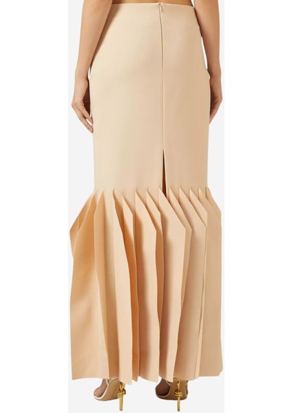 Slit Panel-Hem Maxi Kadın Etek, Bej modelleri