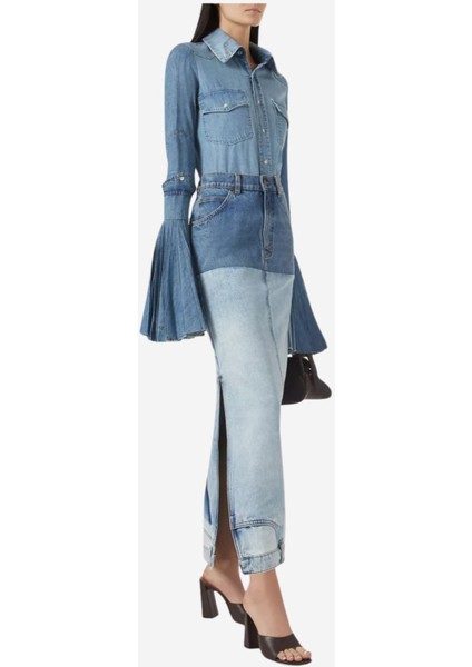 Mirror Effect Upcycled Denim Kadın Etek, Mavi fiyatları
