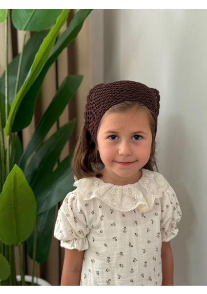 Kız Çocuk Örgü Bandana Kahverengi