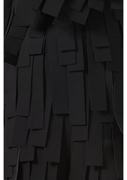 Multi-Rectangle Fringe Maxi Kadın Etek, Siyah indirimleri