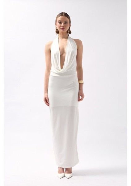 Şal Yaka Dekolte Maxi Elbise fiyatları