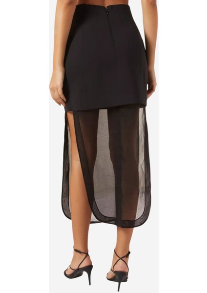 Organza Detaylı Virgin Wool Karışımlı Etek, Siyah modelleri