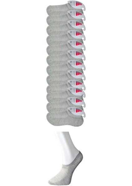 Gri Kadın Görünmez Çorap 12 Çift