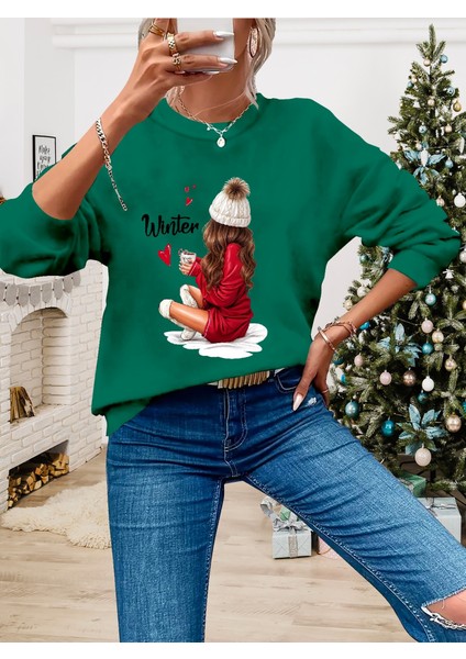 Kadın Yılbaşı Özel Uzun Kollu Bisiklet Yaka Desenli Viskon Iki Iplik Bluz modelleri