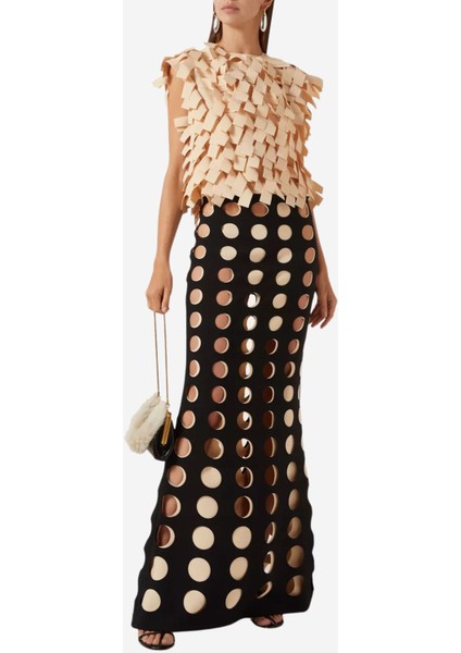 Layered Holes Detaylı Maksi Etek, Siyah fiyatları