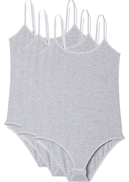 3 Adet Ip Askılı Kadın Çıtçıtlı Body Gri