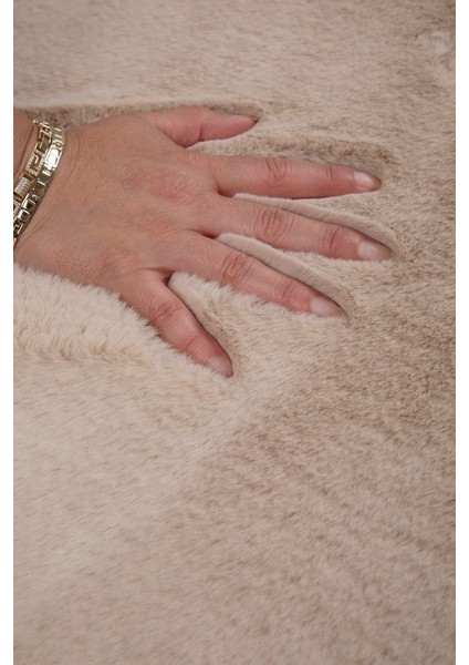 Premium Kalite, Deri Taban, Yüksek Tüylü Yumuşak, Post Banyo Paspası 2'li 100X60 - 60X50 cm - Vizon modelleri