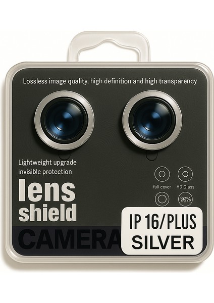 Iphone 16 Uyumlu Kamera Lens Koruyucu Black/silver Darbe Çizilme Önleyici 9h (Yüksek Çözünürlüklü - Parlak - Güçlü - Dayanıklı )