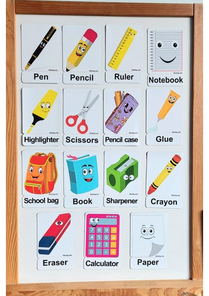 Classroom Objects / Sınıf Eşyaları Manyetik Ingilizce Kelime Kartları