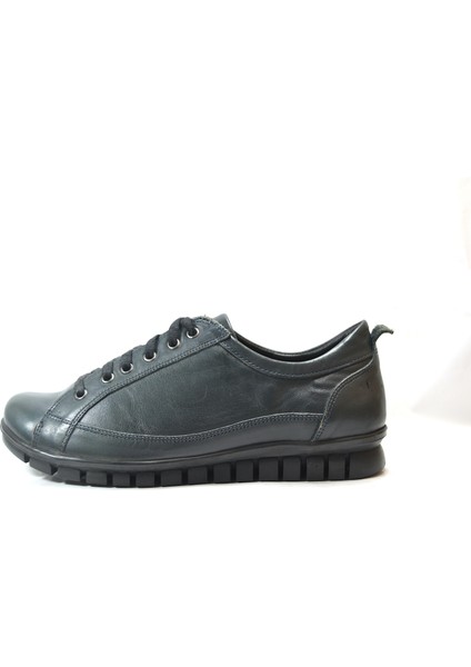3421 Hakiki Deri Bağlı Ortopedik Casual Günlük Kadın Ayakkabı