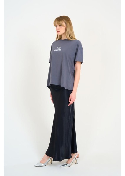 Düz Uzun Saten Etek - Siyah fiyatları