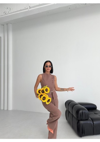 Ti̇na Asi̇metri̇k Keten Yelek Pantolon Takim fırsatları