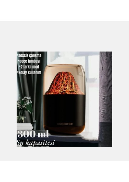 Volkanik Tasarım Dekoratif Gece Lambası ve Hava Nemlendirici Ultrasonik Sessiz indirimleri