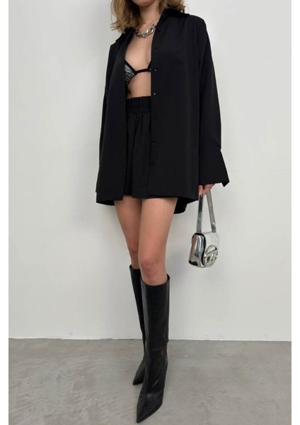 Oversize Gömlek Büzgülü Şort Takım fiyatları