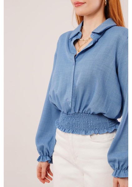 Bel ve Bilek Lastikli Mavi Bluz fiyatları