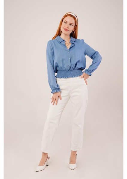 Bel ve Bilek Lastikli Mavi Bluz modelleri